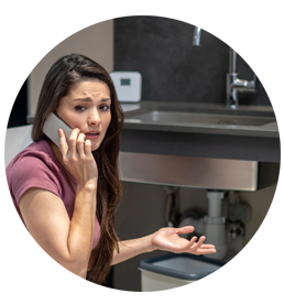 lady calling for plumbing emergency