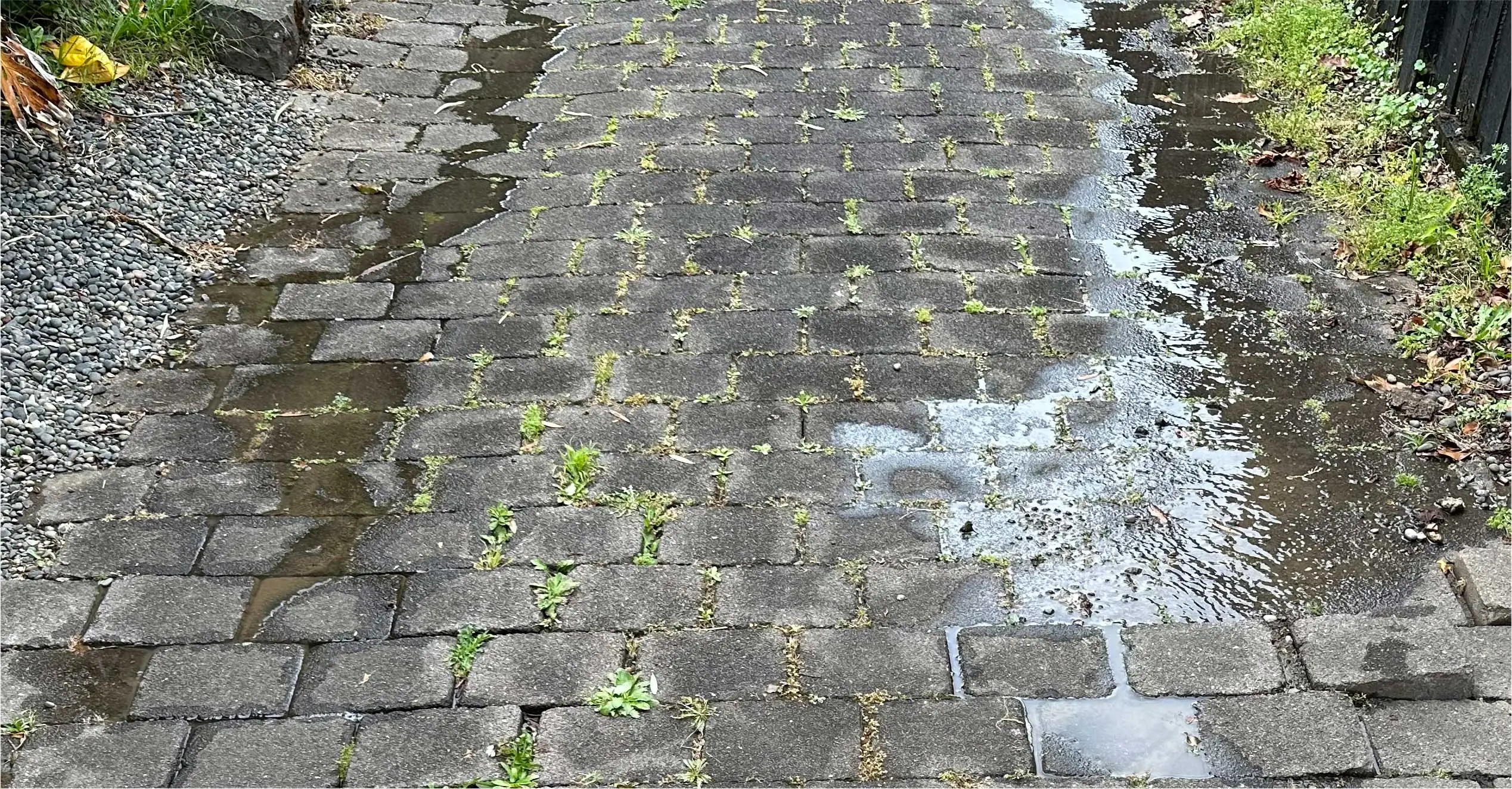 water coming out from under the driveway