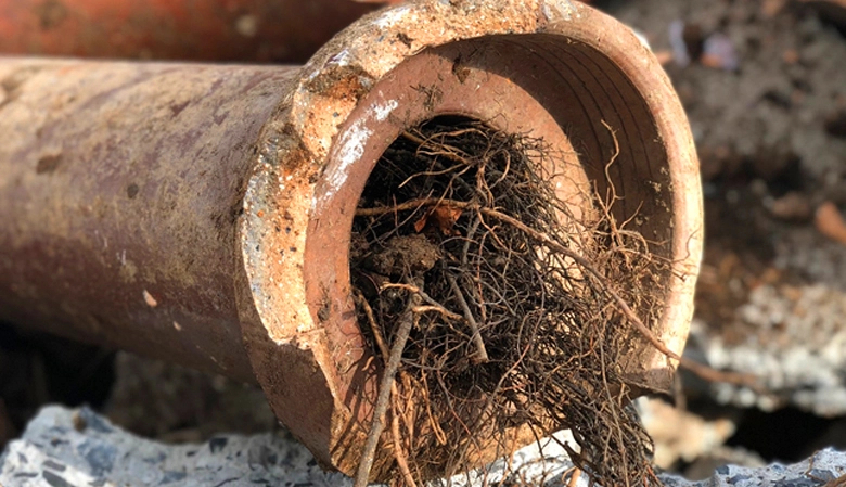 trees blocking sewer line