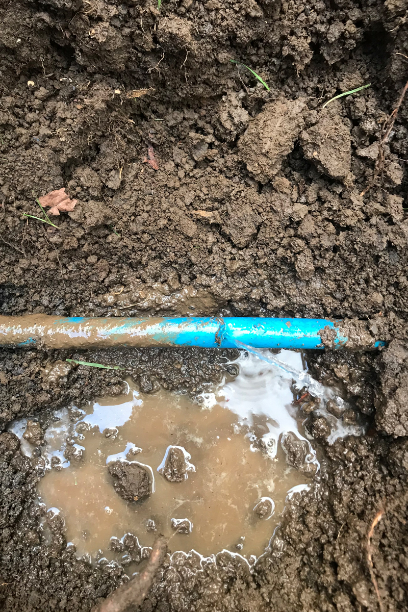water leaking from the water mains under the ground